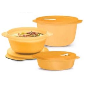 TUPPERWARE CrystalWave® PLUS  Container Set of 3 Orange Color